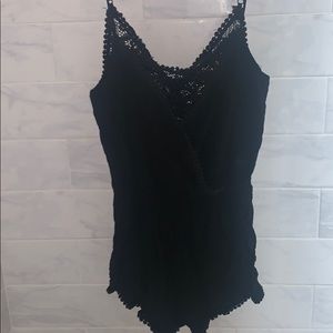 Black lace back Romper